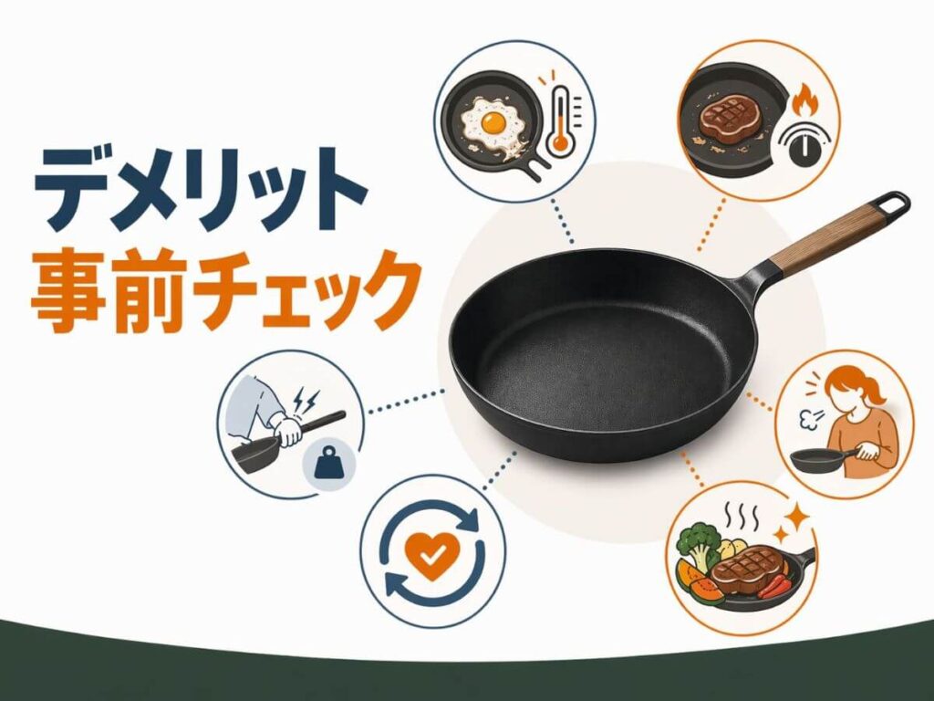バーミキュラのフライパンのデメリットは？くっつく・重い・毎日しんどいを買う前に確認