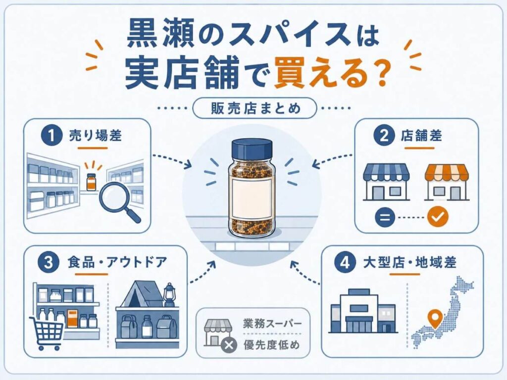黒瀬のスパイスはイオン・カルディ・ドンキで買える？実店舗の販売店まとめ