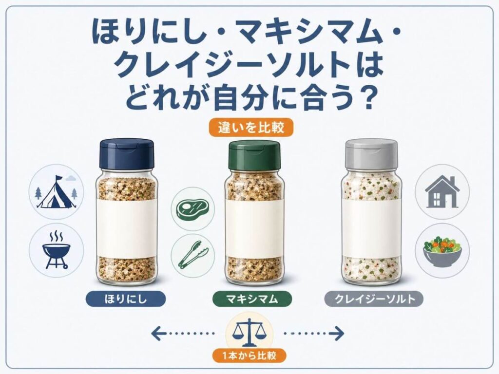 ほりにし・マキシマム・クレイジーソルトはどれを買うべき？違いとおすすめを比較