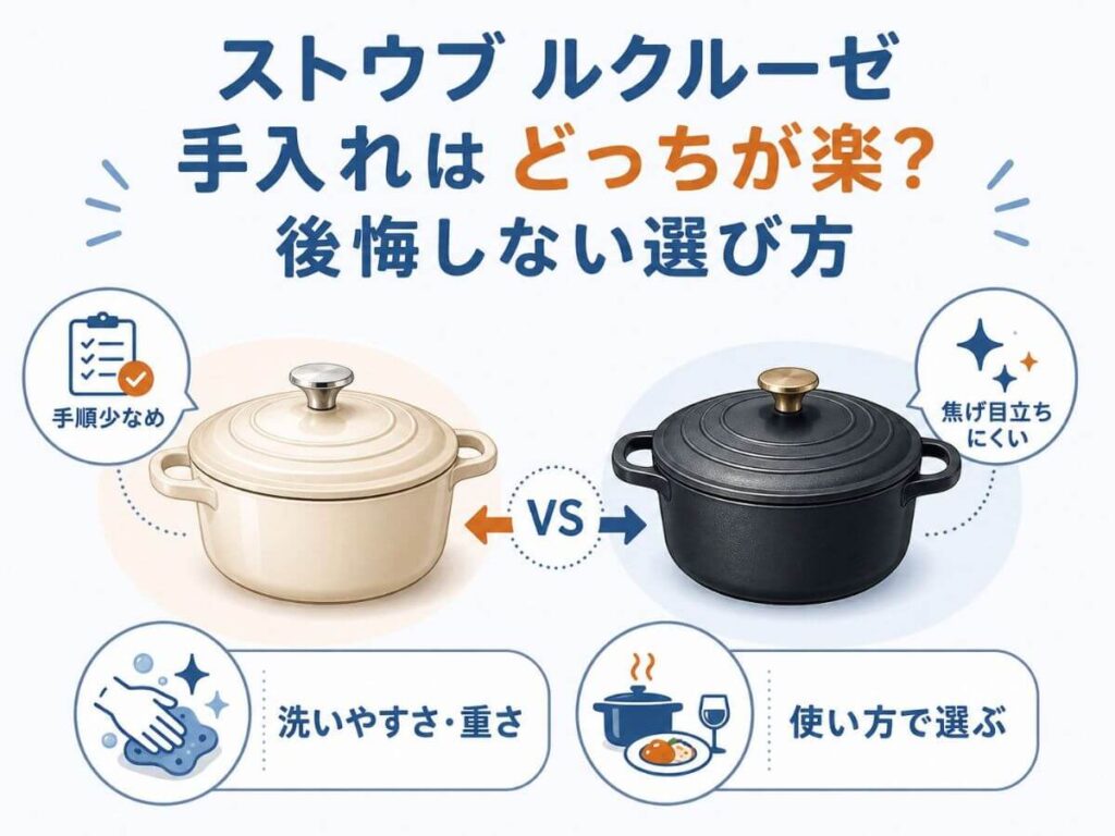 ストウブ ルクルーゼ 手入れはどっちが楽？後悔しない選び方