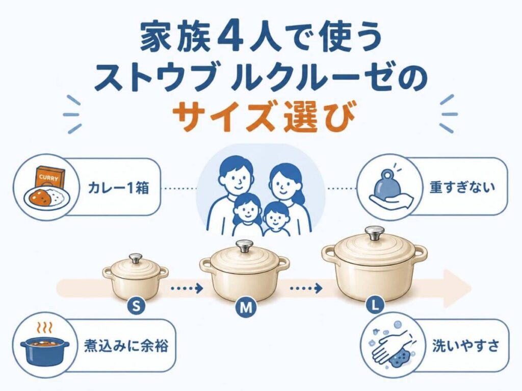 家族4人で使うストウブ・ルクルーゼのサイズ選び：重さと容量の黄金バランス