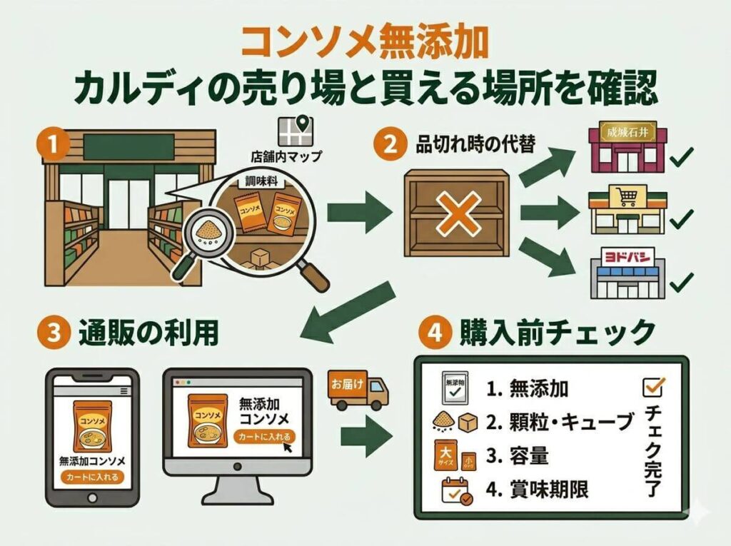 コンソメ 無添加 カルディの売り場と買える場所を確認