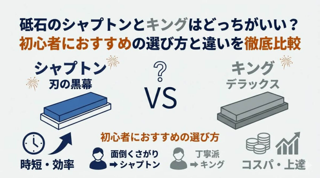 砥石のシャプトンとキングはどっちがいい？初心者におすすめの選び方と違いを徹底比較
