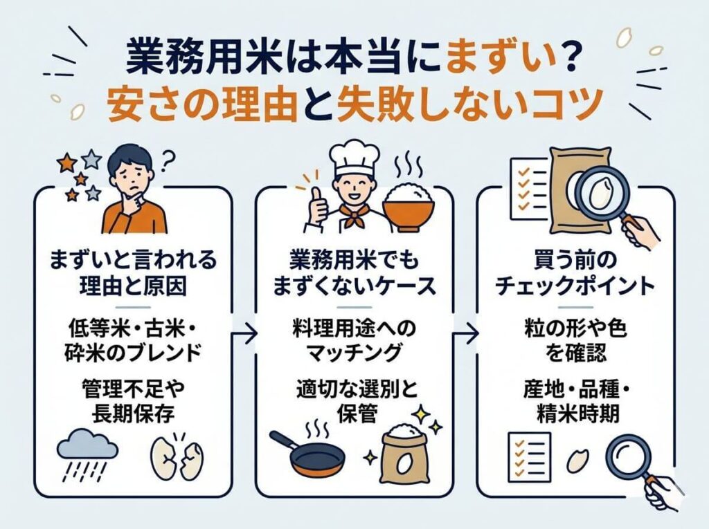 業務用の米がまずいって本当？安さの理由と失敗しない選び方・炊飯の裏技をプロが伝授