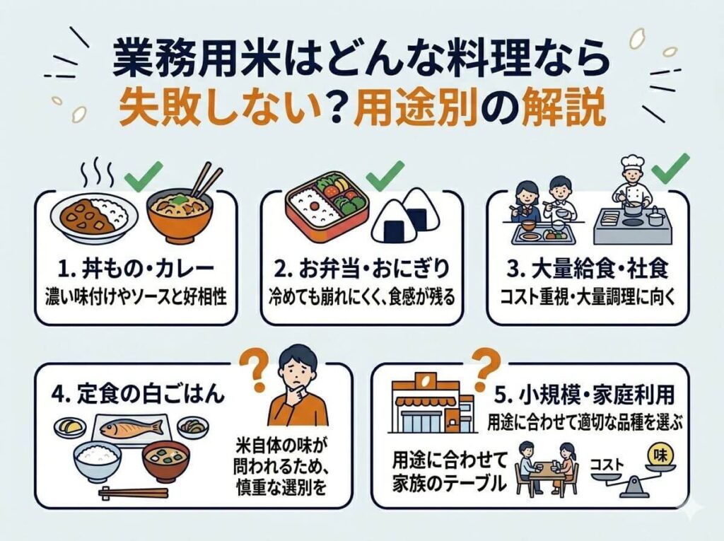 業務用米はどんな用途なら失敗しにくい？