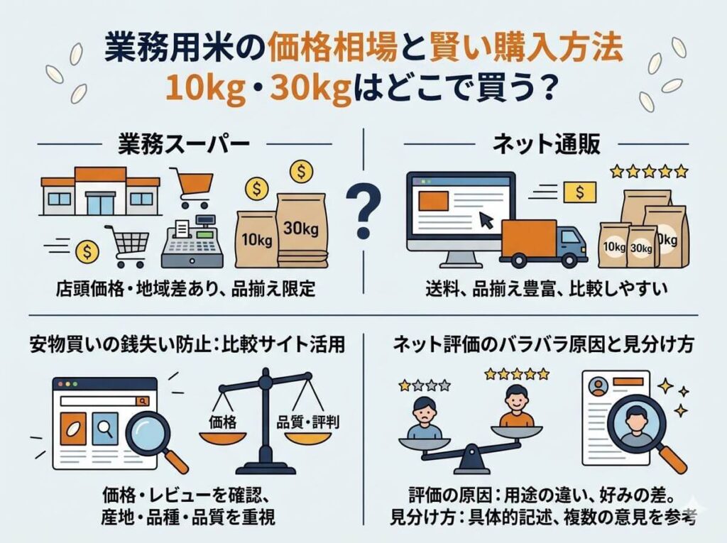 業務用米の価格相場をチェック！10キロ・30キロはどこで買うのが一番安い？