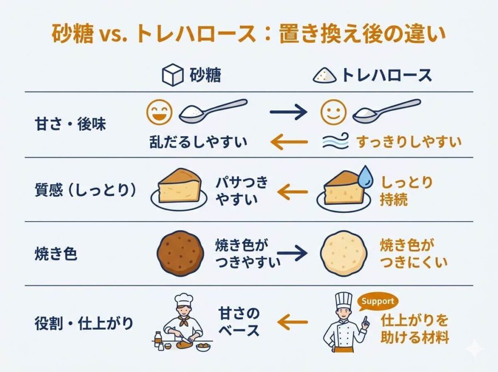 トレハロースで砂糖を置き換えるとどうなる?買う前に知りたい違い