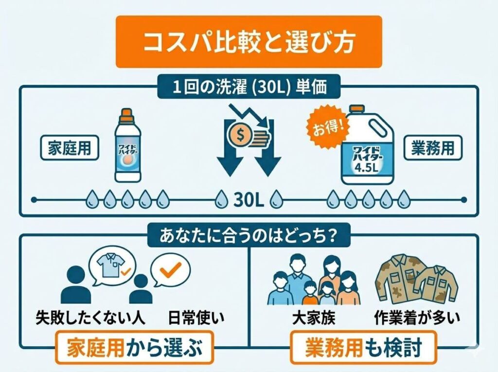 ワイドハイターの業務用と家庭用のコスパの比較と選び方
