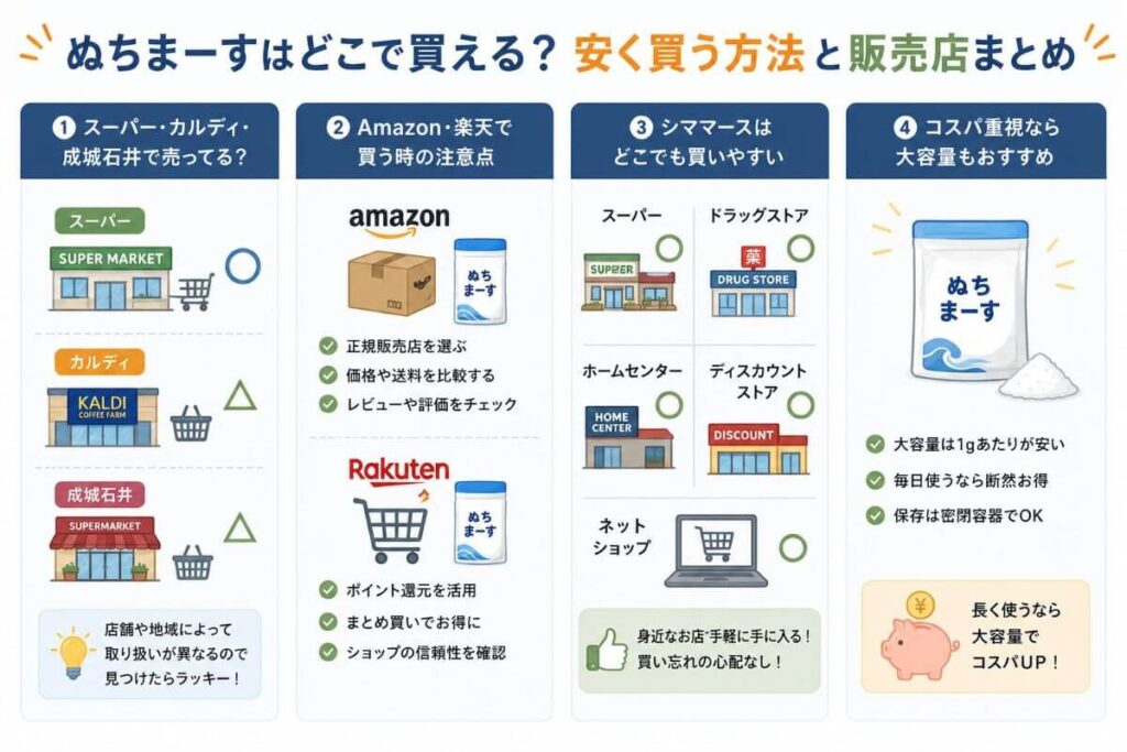 ぬちまーすはどこで買える？安く買う方法と販売店まとめ