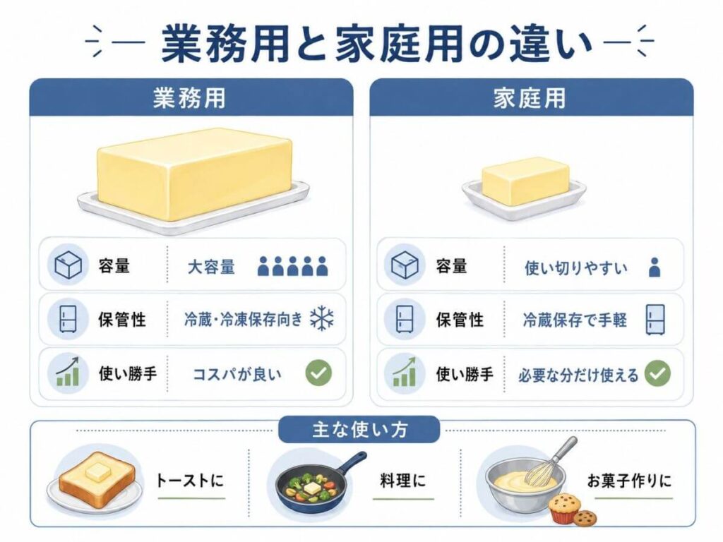 よつ葉バター業務用の違いは？家庭用150g・450gの量・使い勝手を比較