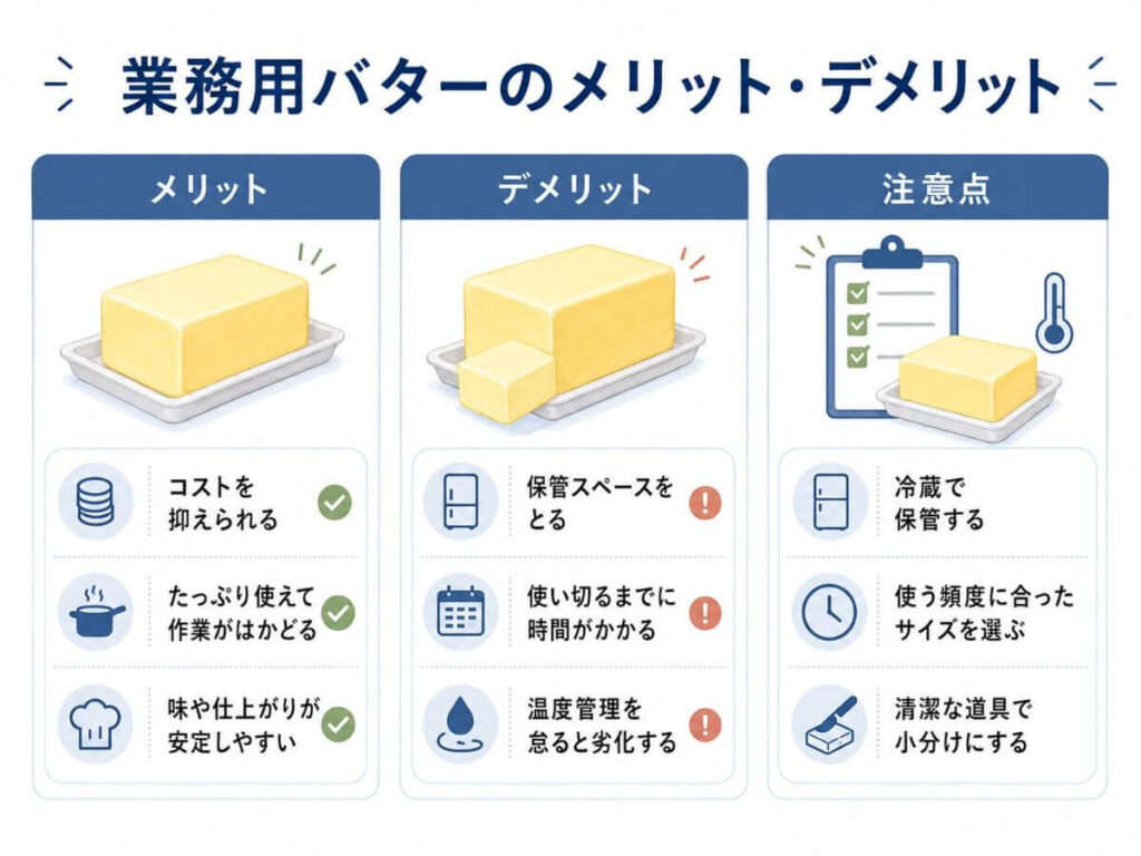 よつ葉バター業務用のメリット・デメリットと注意点