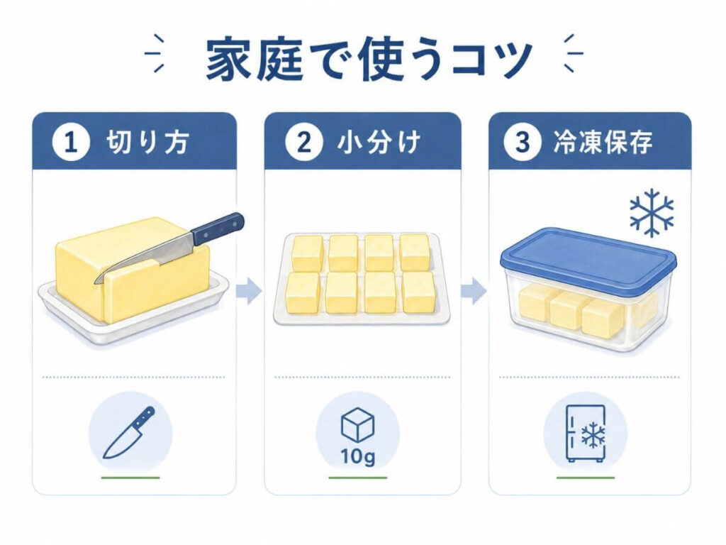 よつ葉バター業務用は家庭で使える？切り方・冷凍保存・使い切り対策