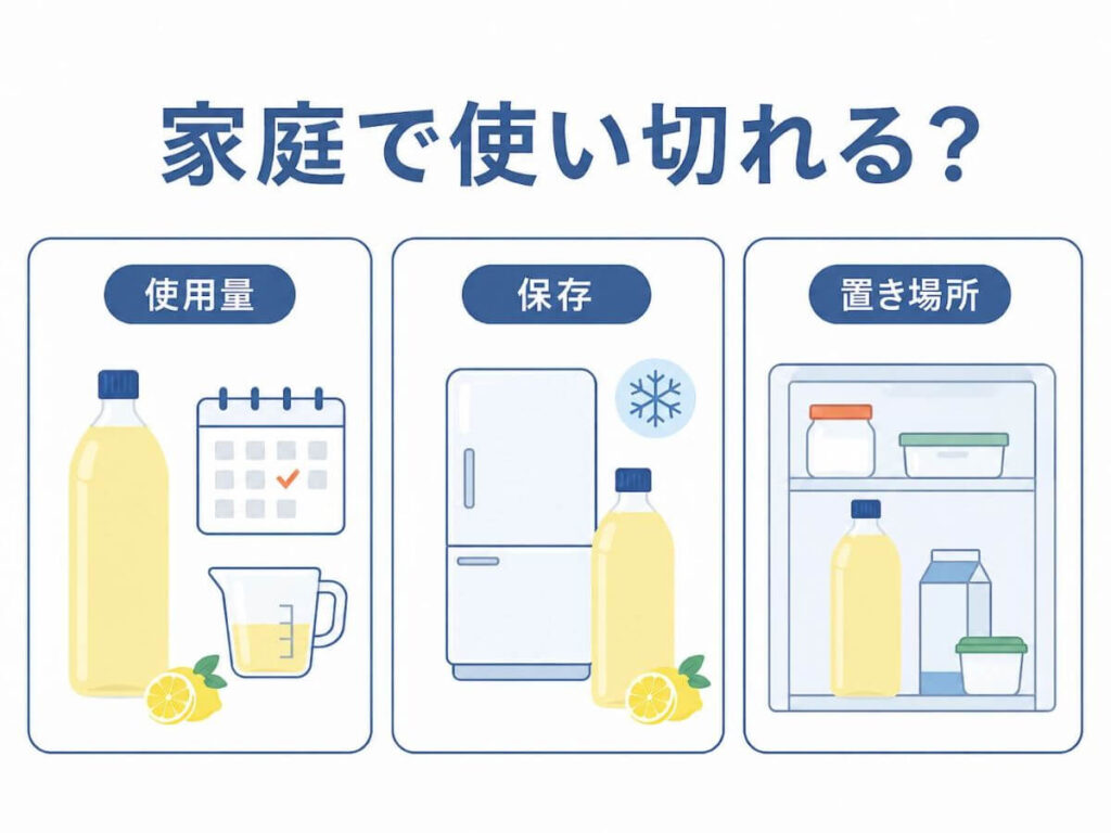 ポッカレモン業務用720ml・1Lは家庭で使い切れる？保存と失敗対策