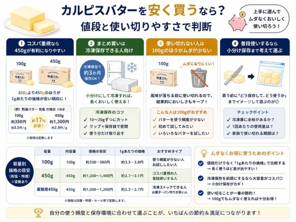 カルピスバターを安く買うなら?値段と使い切りやすさで判断