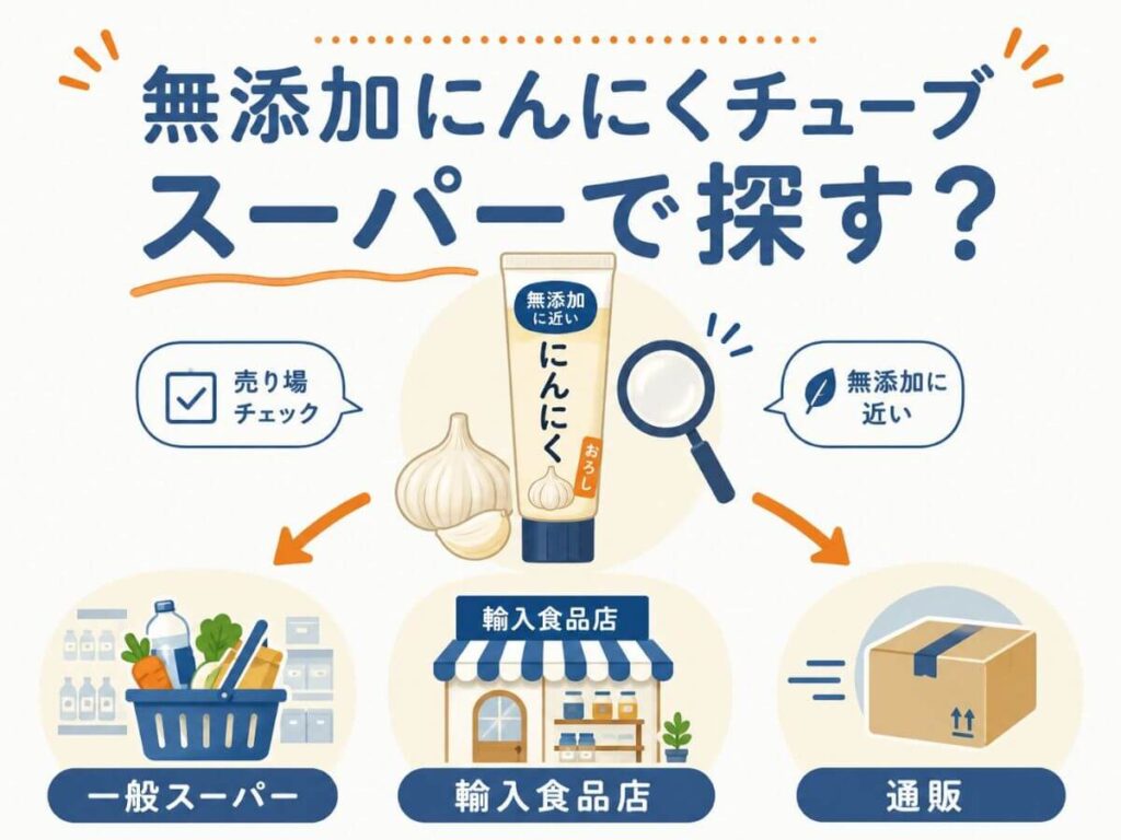 にんにくチューブ無添加はスーパーで買える？イオン・カルディ・成城石井で探す前に知りたい選び方