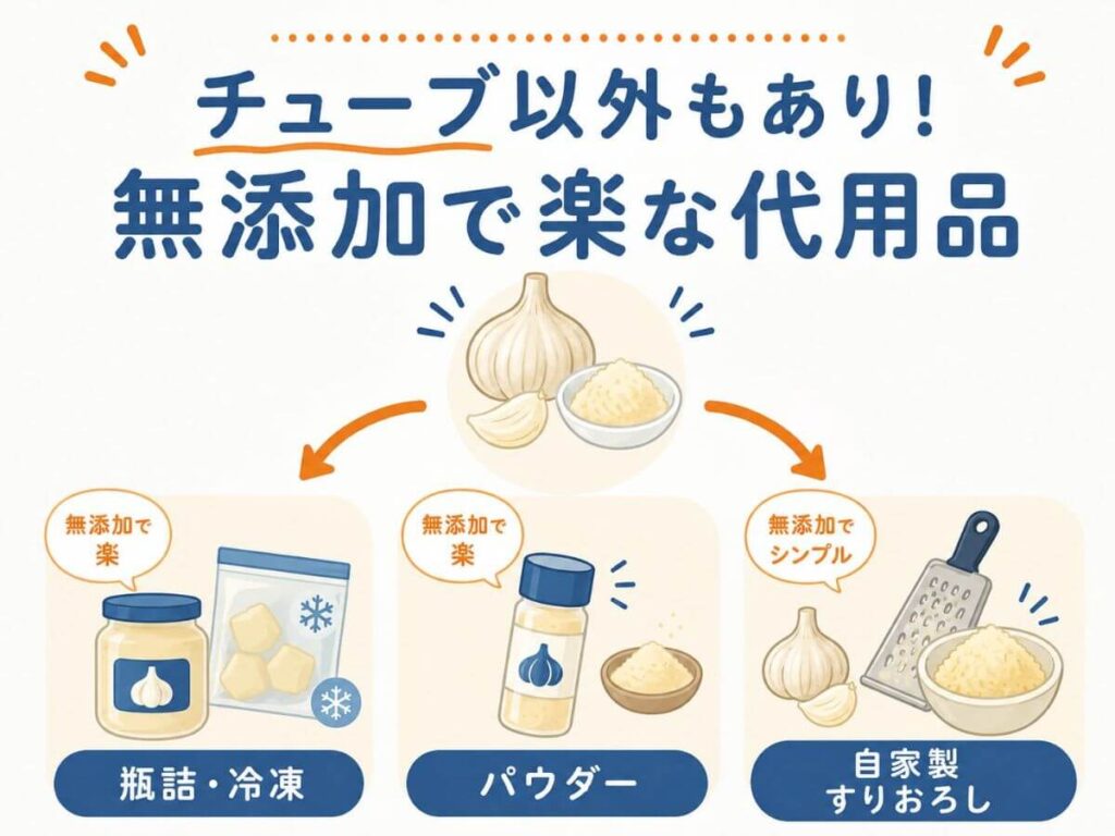 チューブ以外もあり！無添加で楽なおろしにんにくの代用品｜瓶詰・冷凍・パウダー・自家製でOK