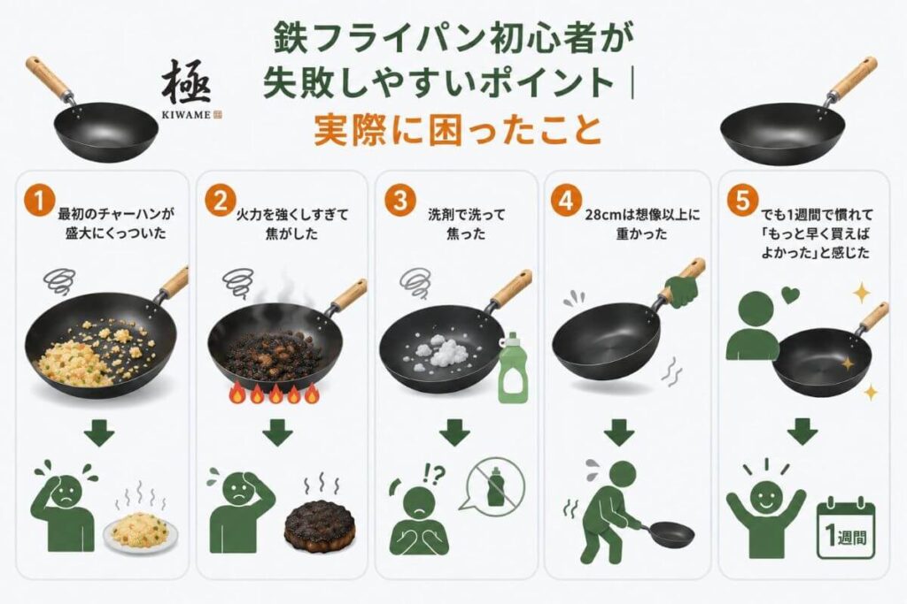 鉄フライパン初心者が失敗しやすいポイント｜実際に困ったこと