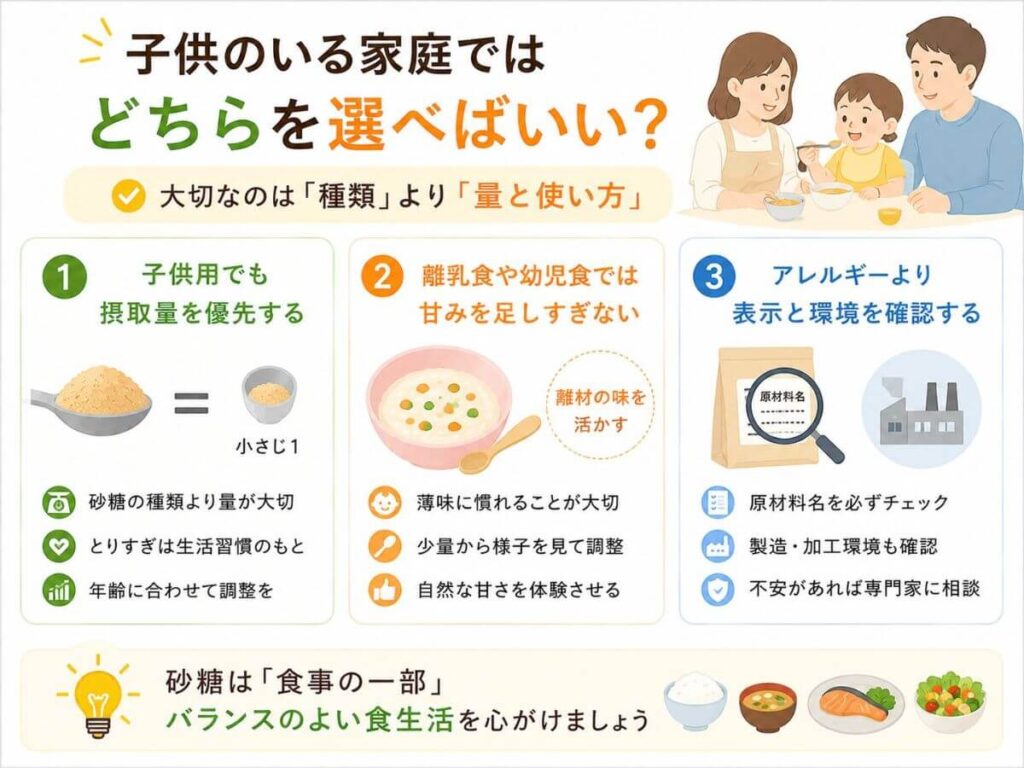てんさい糖ときび砂糖は子供にはどちらを選べばいい？