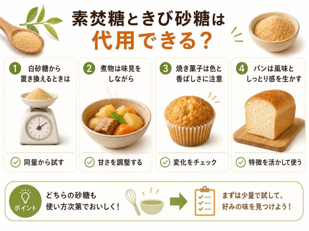 素焚糖ときび砂糖は代用できる？