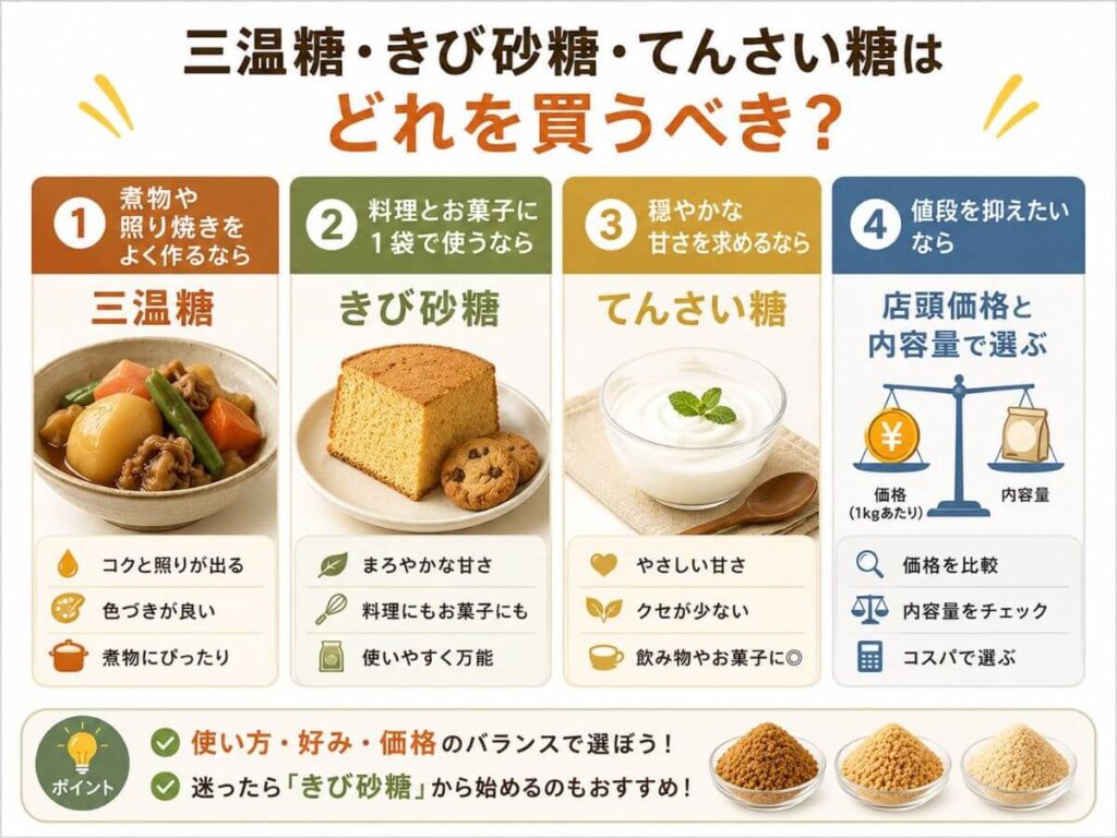 三温糖・きび砂糖・てんさい糖はどれを買うべき？