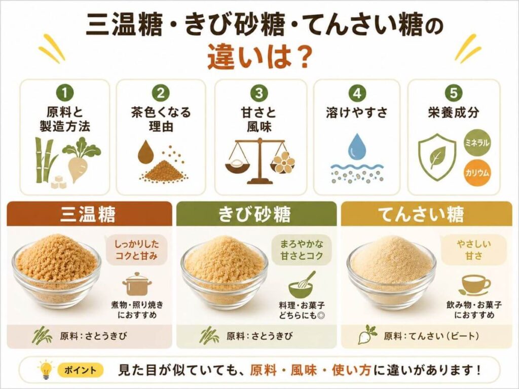 三温糖・きび砂糖・てんさい糖の違いは？