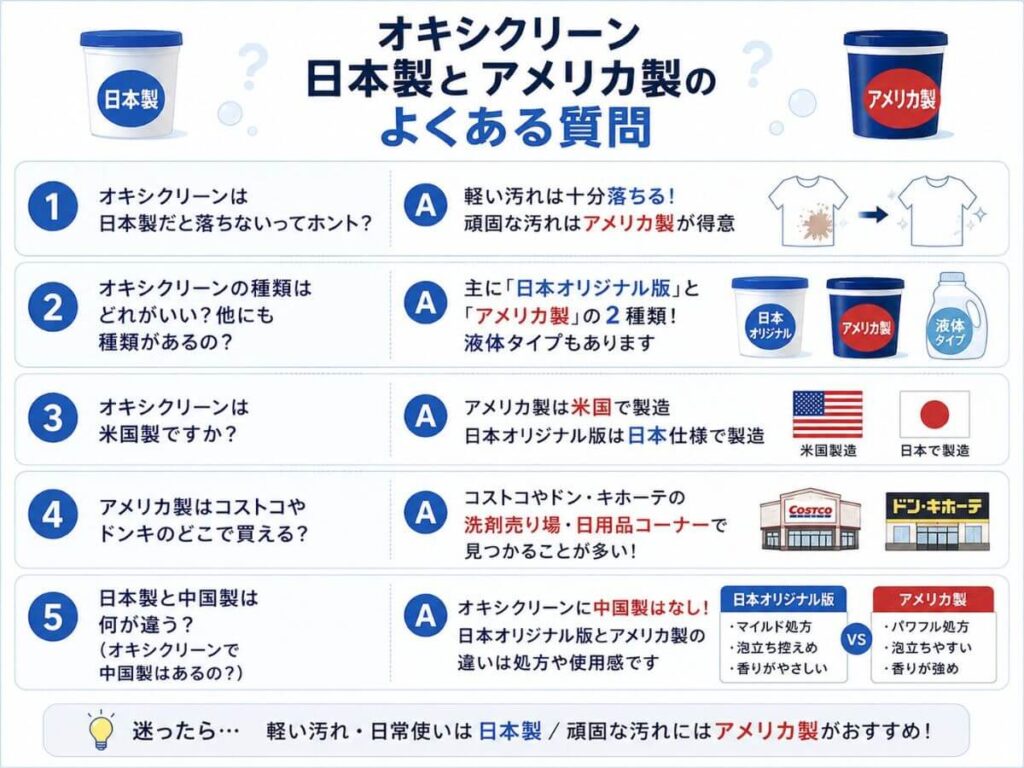 オキシクリーン日本製とアメリカ製のよくある質問