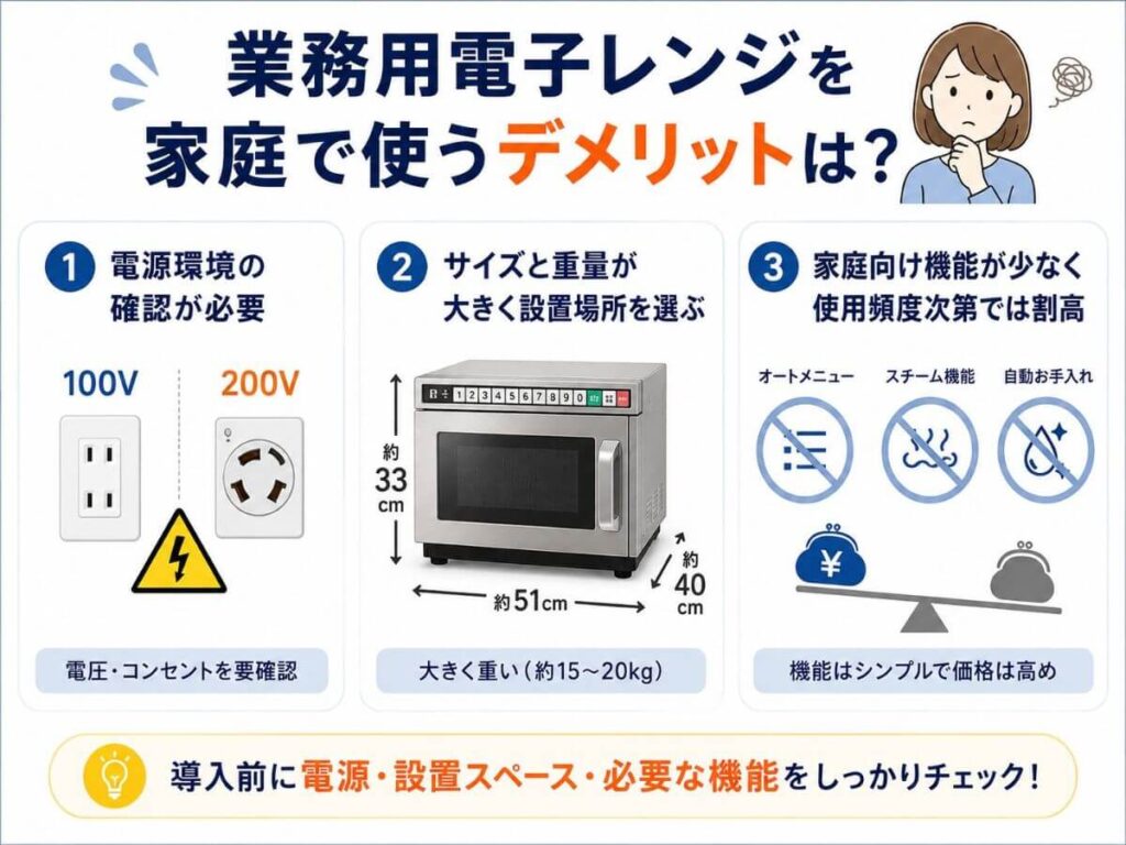 業務用電子レンジを家庭で使うデメリットは？