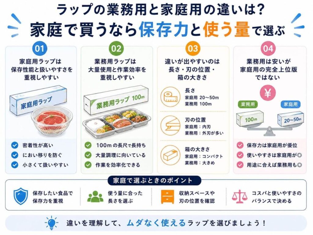 ラップの業務用と家庭用の違いは？家庭で買うなら保存力と使う量で選ぶ