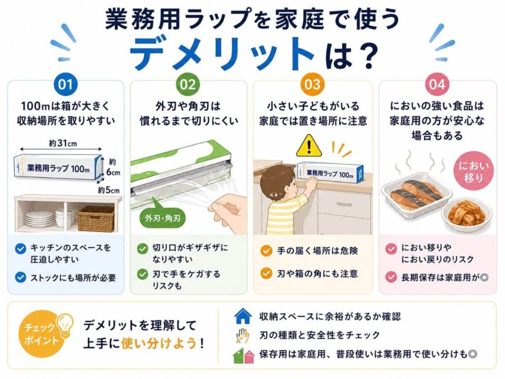 業務用ラップを家庭で使うデメリットは？