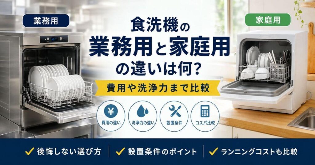 食洗機の業務用と家庭用の違いは何？費用や洗浄力まで比較＆後悔しない選び方