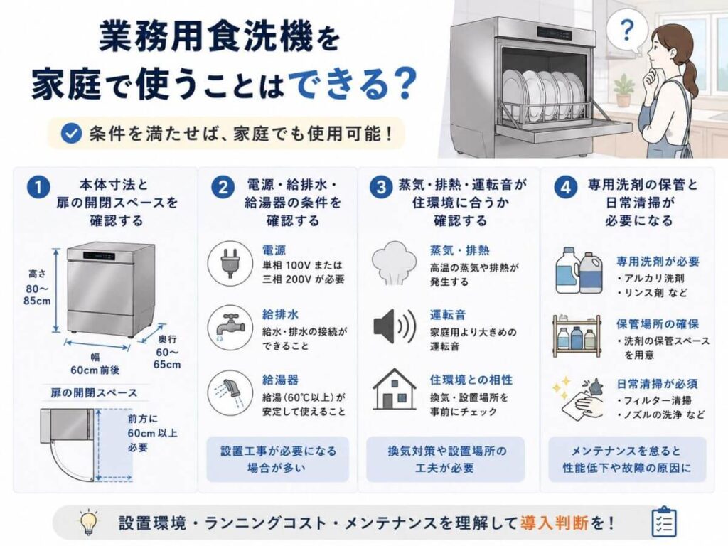業務用食洗機を家庭で使うことはできる？