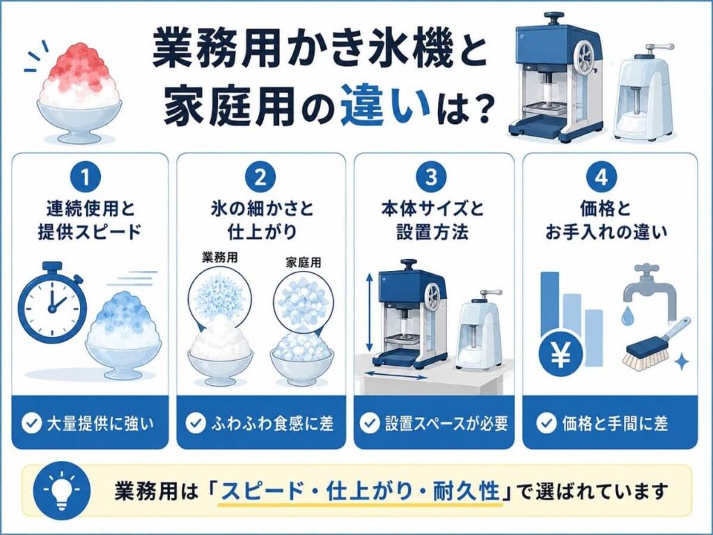 業務用かき氷機と家庭用の違いは？