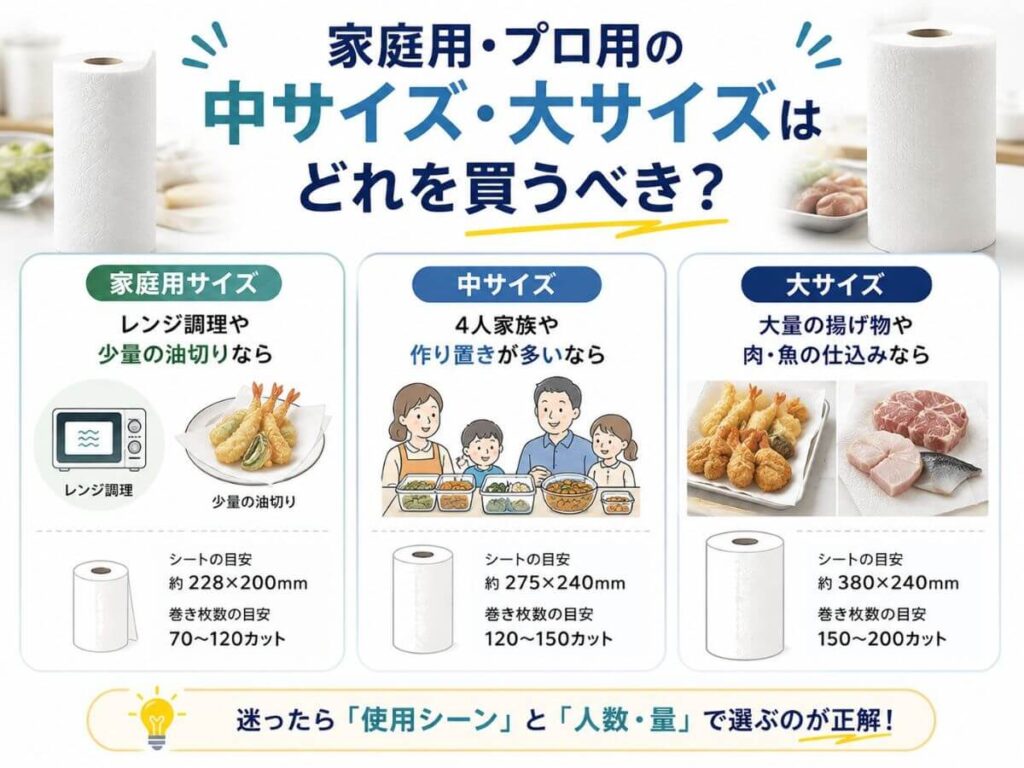 家庭用・プロ用の中サイズ・大サイズはどれを買うべき?