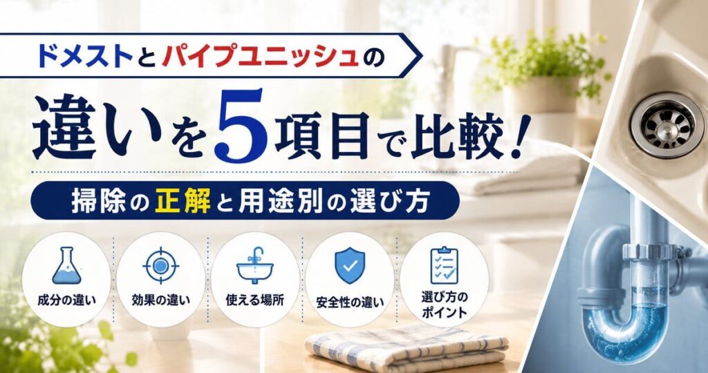 ドメストとパイプユニッシュの違いを5項目で比較！掃除の正解と用途別の選び方