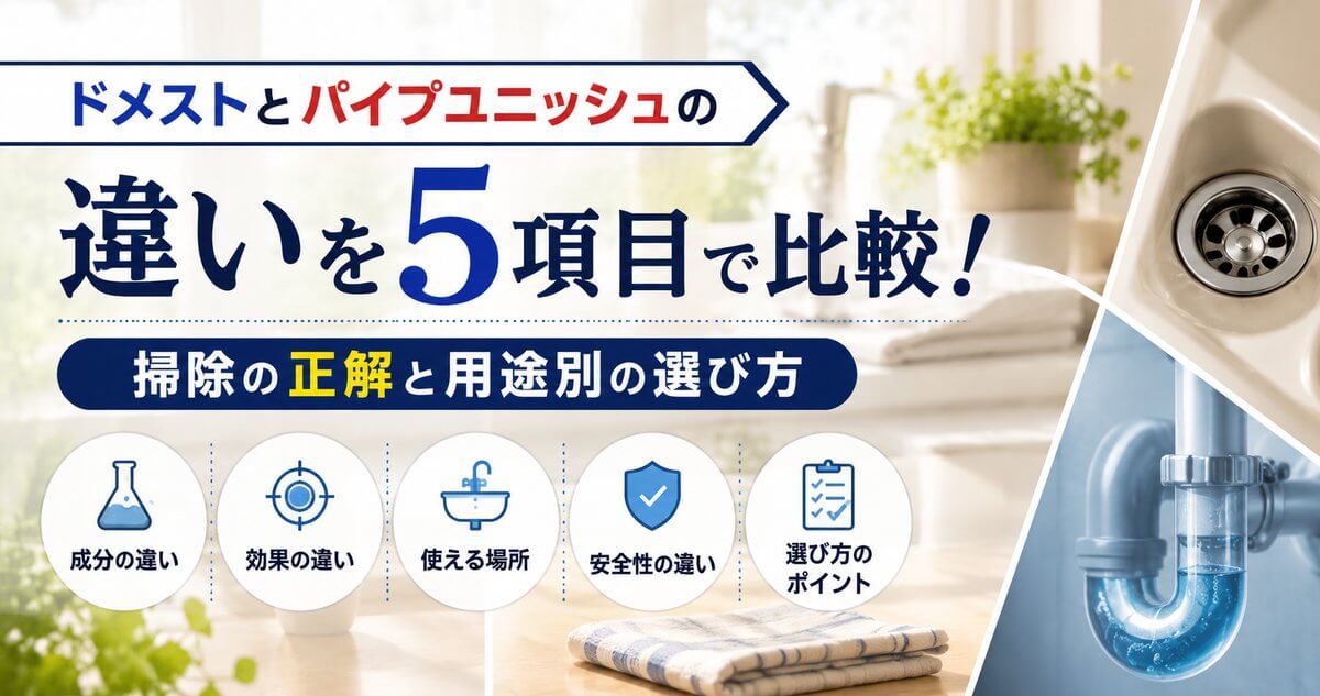 ドメストとパイプユニッシュの違いを5項目で比較！掃除の正解と用途別の選び方