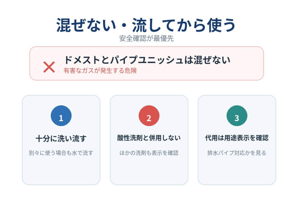 ドメストとパイプユニッシュは混ぜる・代用しても大丈夫？