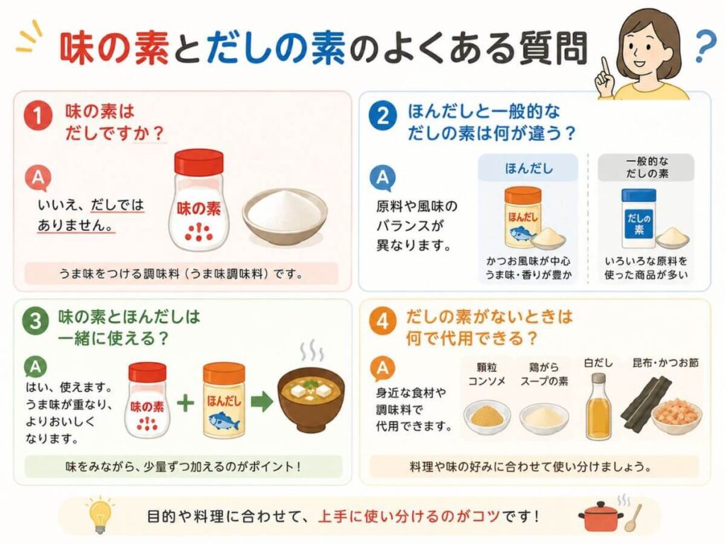 味の素とだしの素のよくある質問