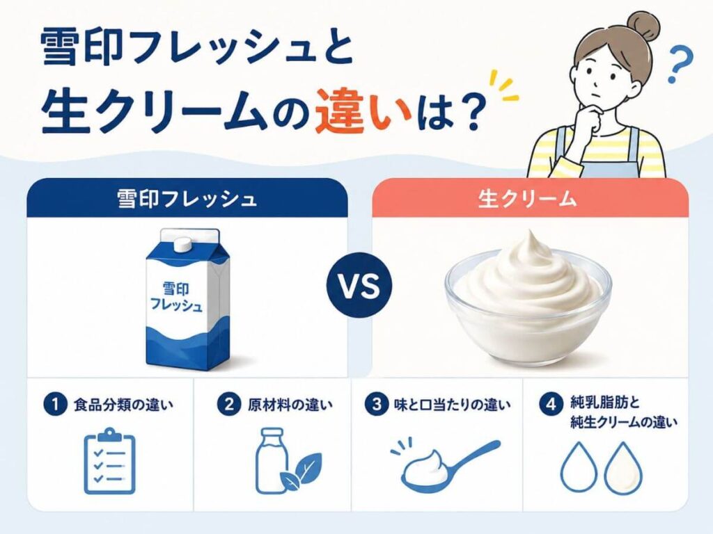 雪印フレッシュと生クリームの違いは？