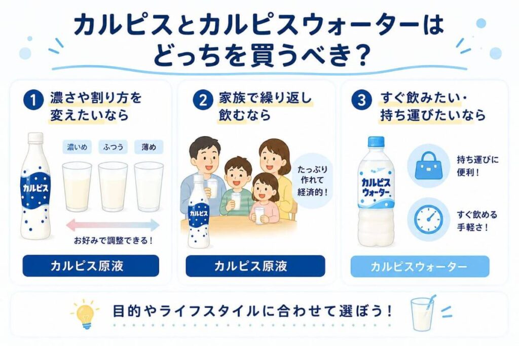 カルピスとカルピスウォーターはどっちを買うべき？