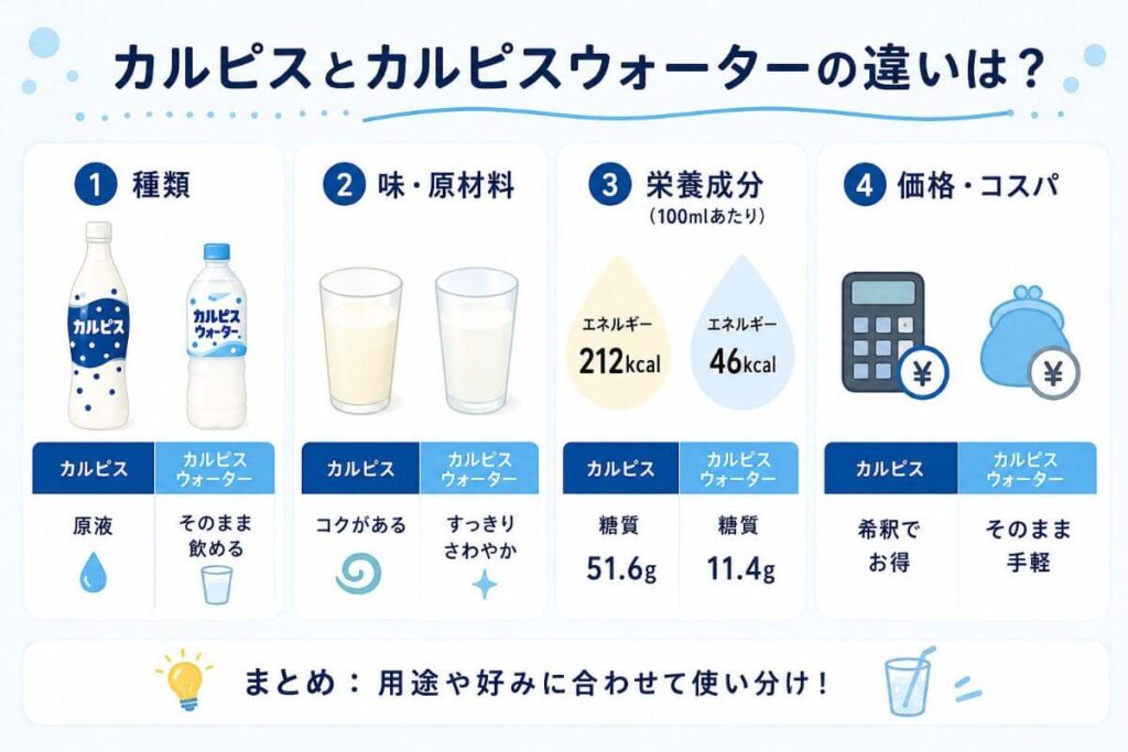 カルピスとカルピスウォーターの違いは？