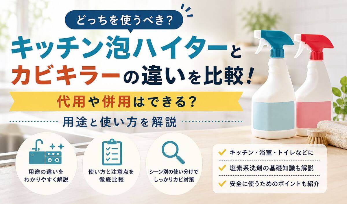 キッチン泡ハイターとカビキラーの違いを比較！代用や併用はできる？用途と使い方を解説