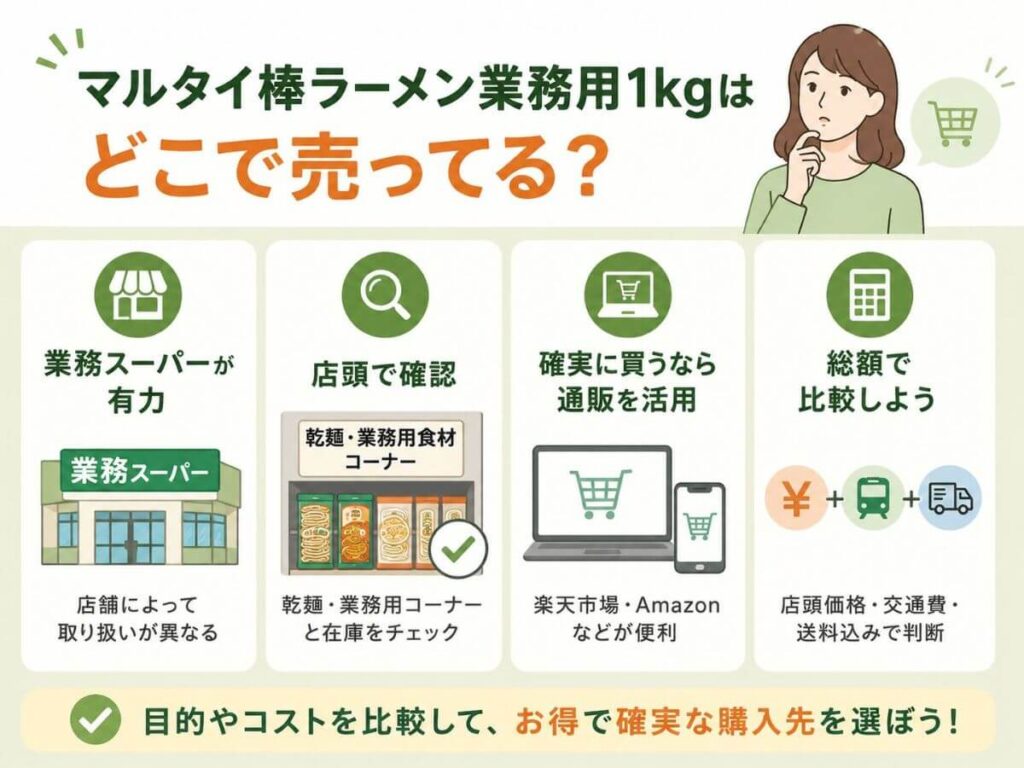 マルタイ棒ラーメン業務用1kgはどこで売ってる？