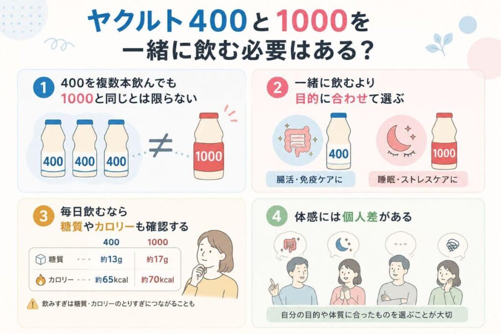 ヤクルト400と1000を一緒に飲む必要はある？