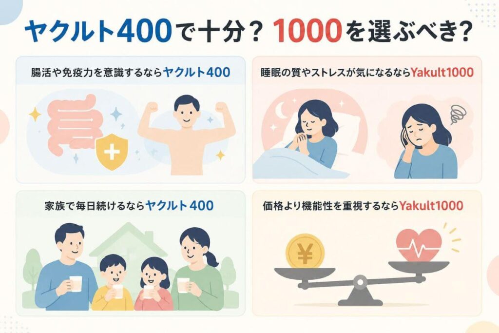 ヤクルト400で十分？1000を選ぶべき？