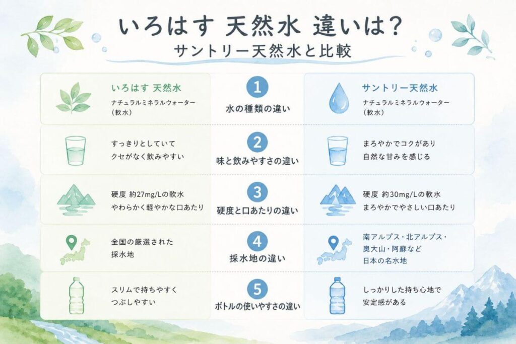 いろはす 天然水 違いは？サントリー天然水と比較