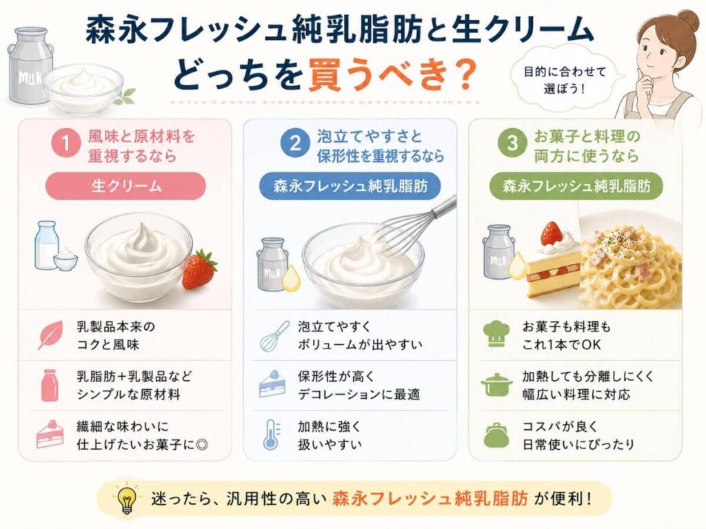 森永フレッシュ純乳脂肪と生クリームはどっちを買うべき？