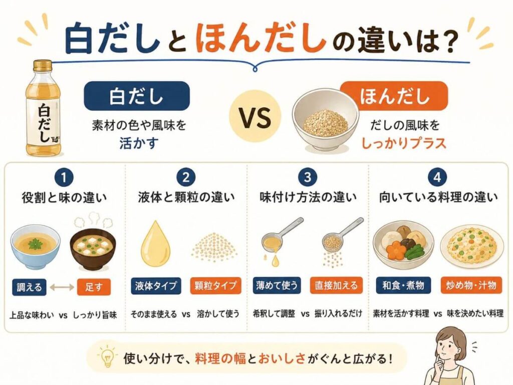 白だしとほんだしの違いは？