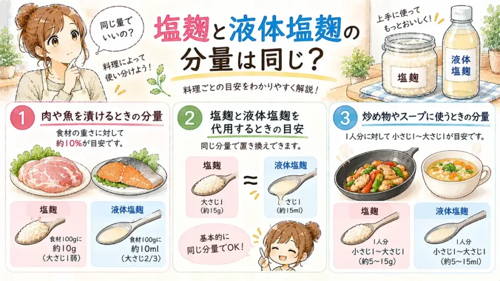 塩麹と液体塩麹の分量は同じ？