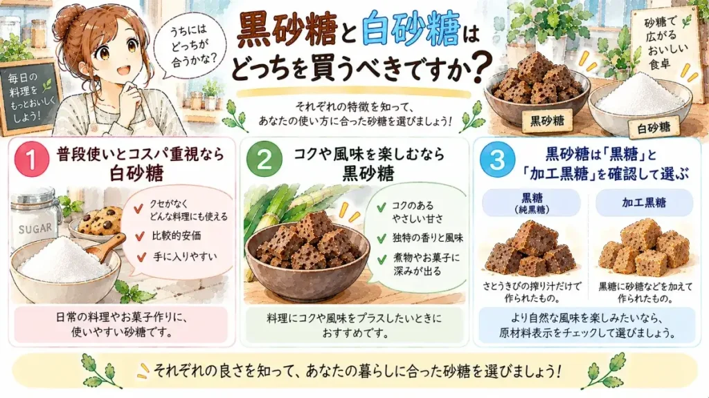 黒砂糖と白砂糖はどっちを買うべき?