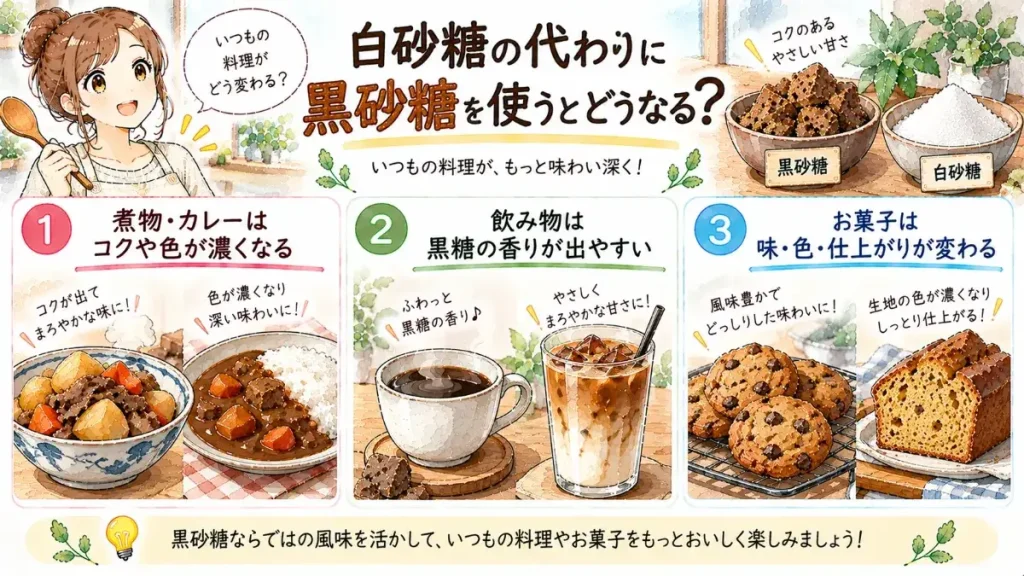 白砂糖の代わりに黒砂糖を使うとどうなる?